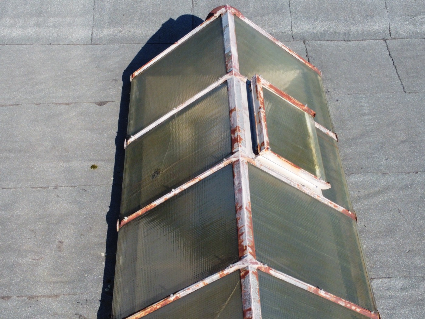 Close-up of roof lights on an industrial roof